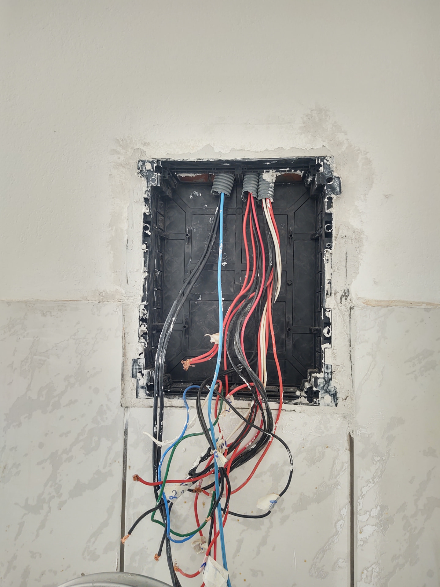 Quadro de distribuição em instalação